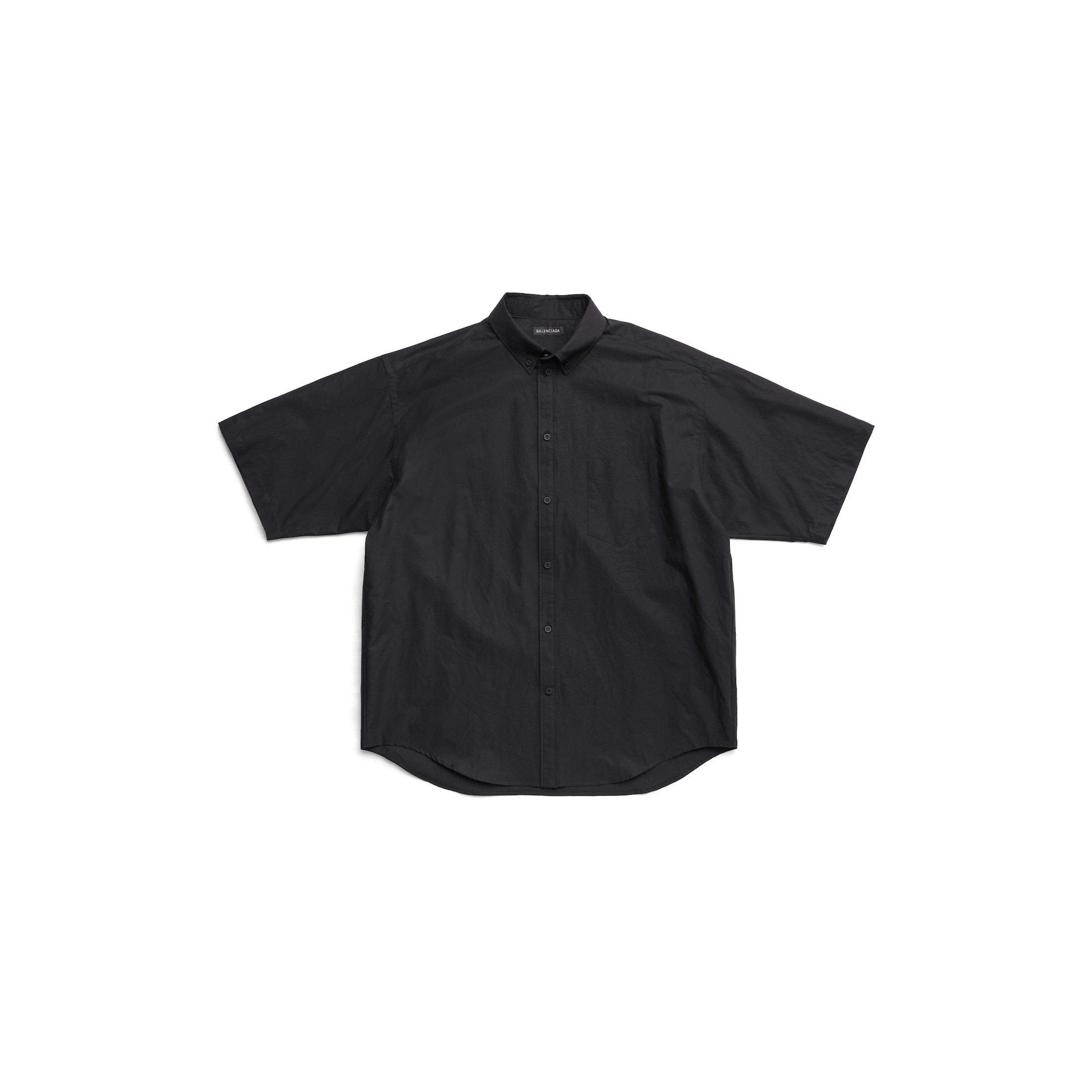 Balenciaga Tape Type Short Sleeve Shirt Large Fit - Black - Man - 15½ - Cotton