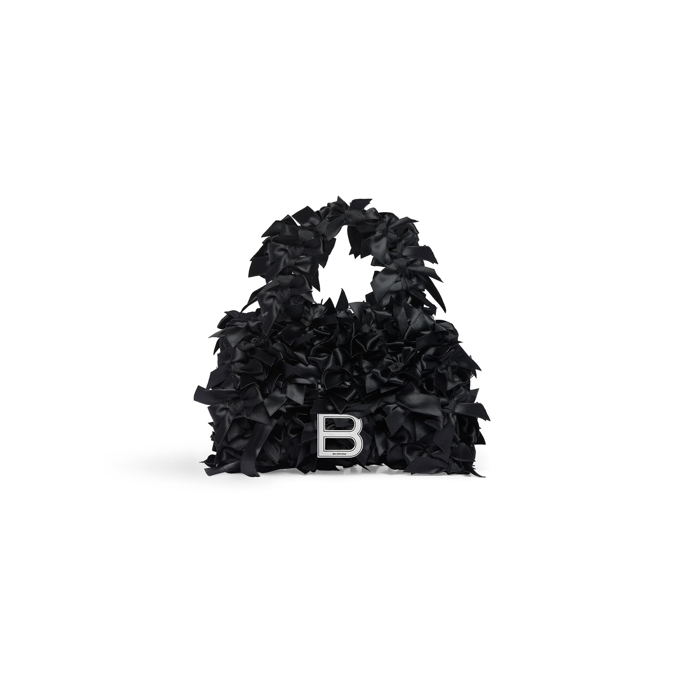 Balenciaga Hourglass XS Handbag With Satin Bows - Black - Woman - Lambskin, Polyester