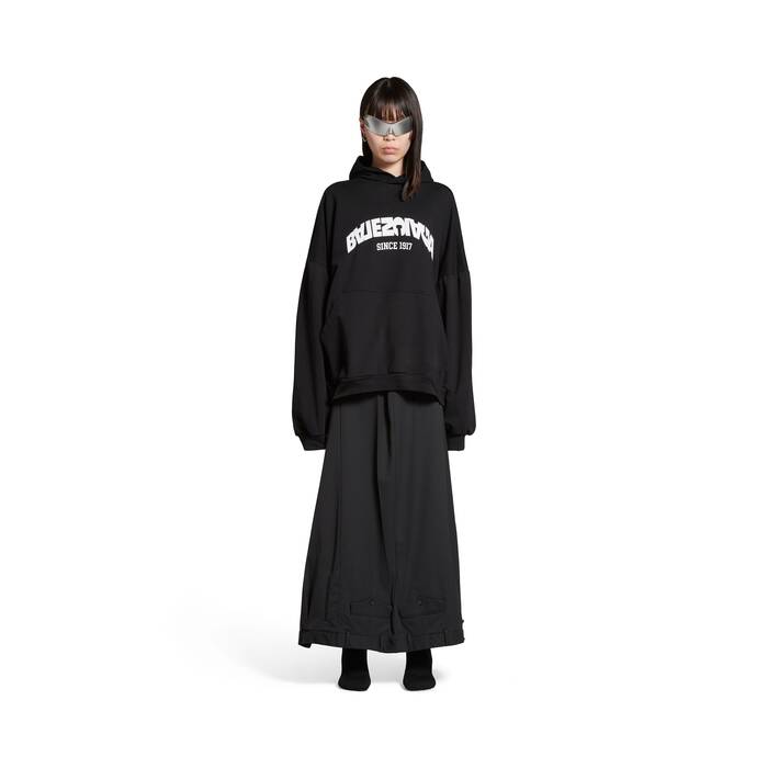 Back Flip Round Hoodie Oversized in Black/white | Balenciaga US