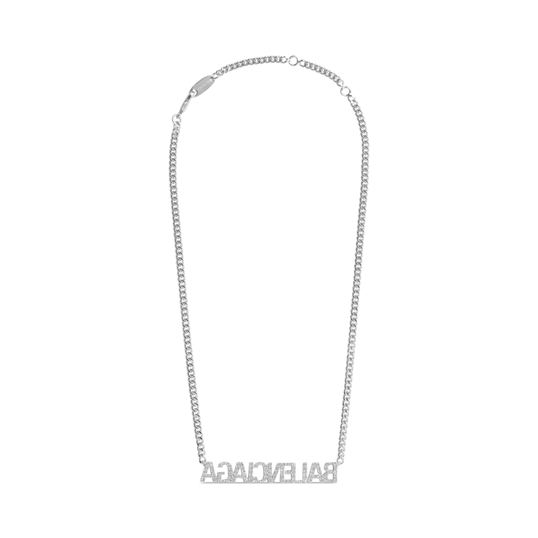 Balenciaga Typo Mirror Necklace - Silver - Woman - Brass, Glass