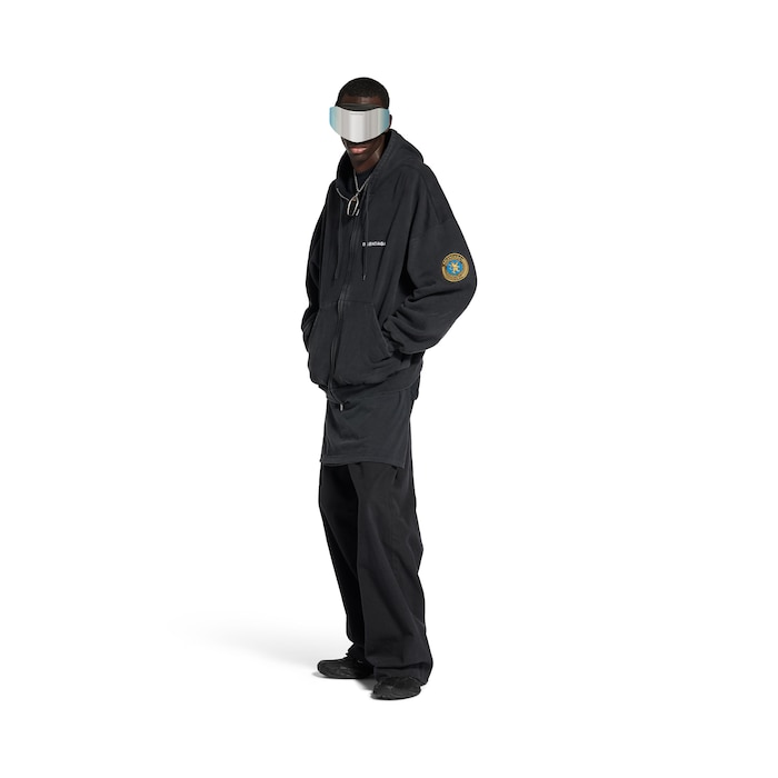 uniform patch hoodie weite passform mit reißverschluss