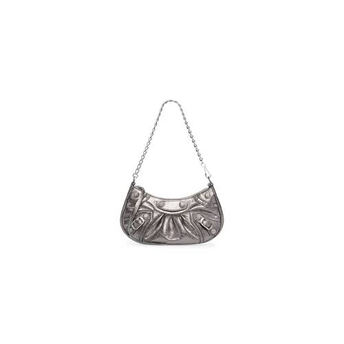Women's Le Cagole Mini Bag With Chain Metallized in Silver | Balenciaga US