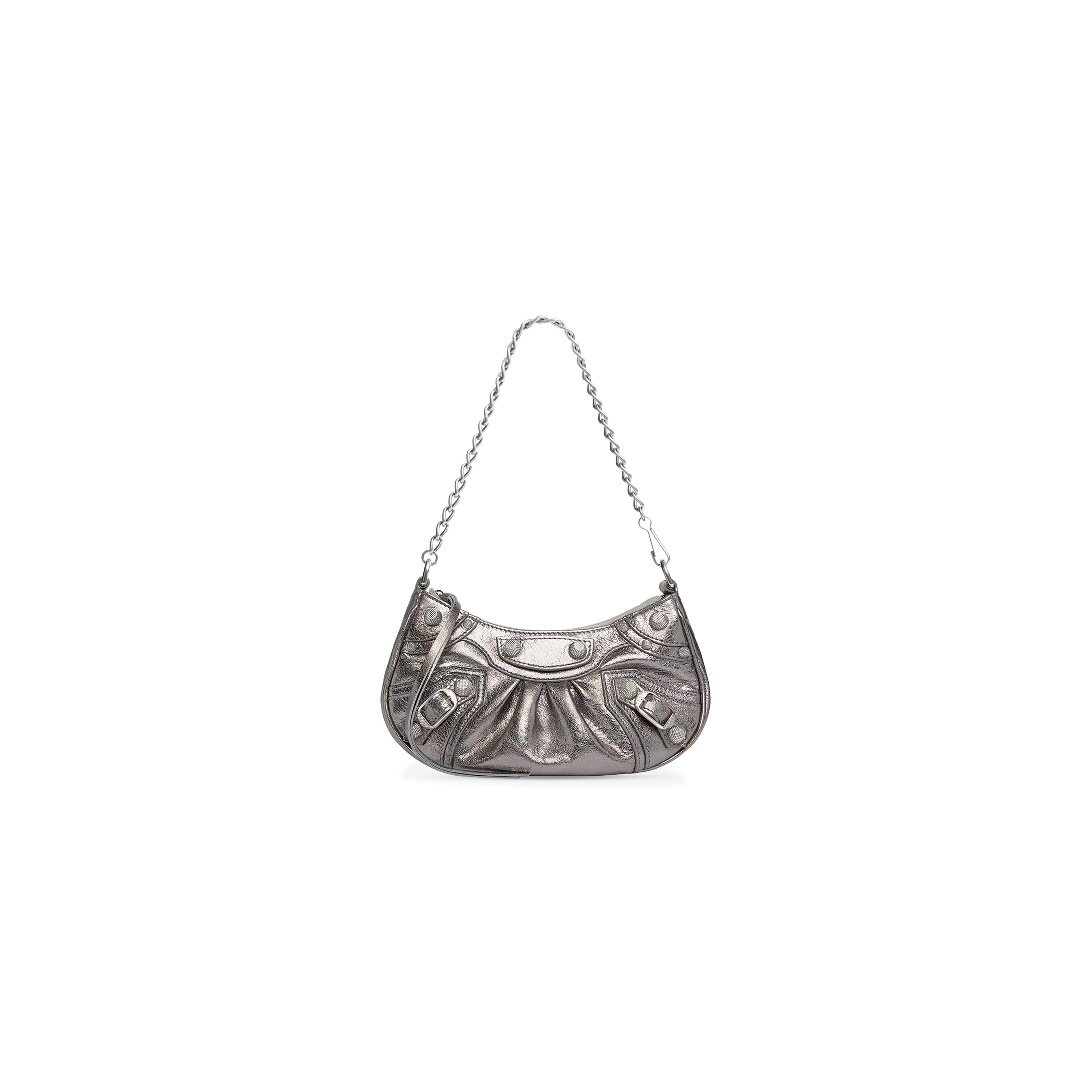 Women's Le Cagole Mini Bag With Chain Metallized in Silver 