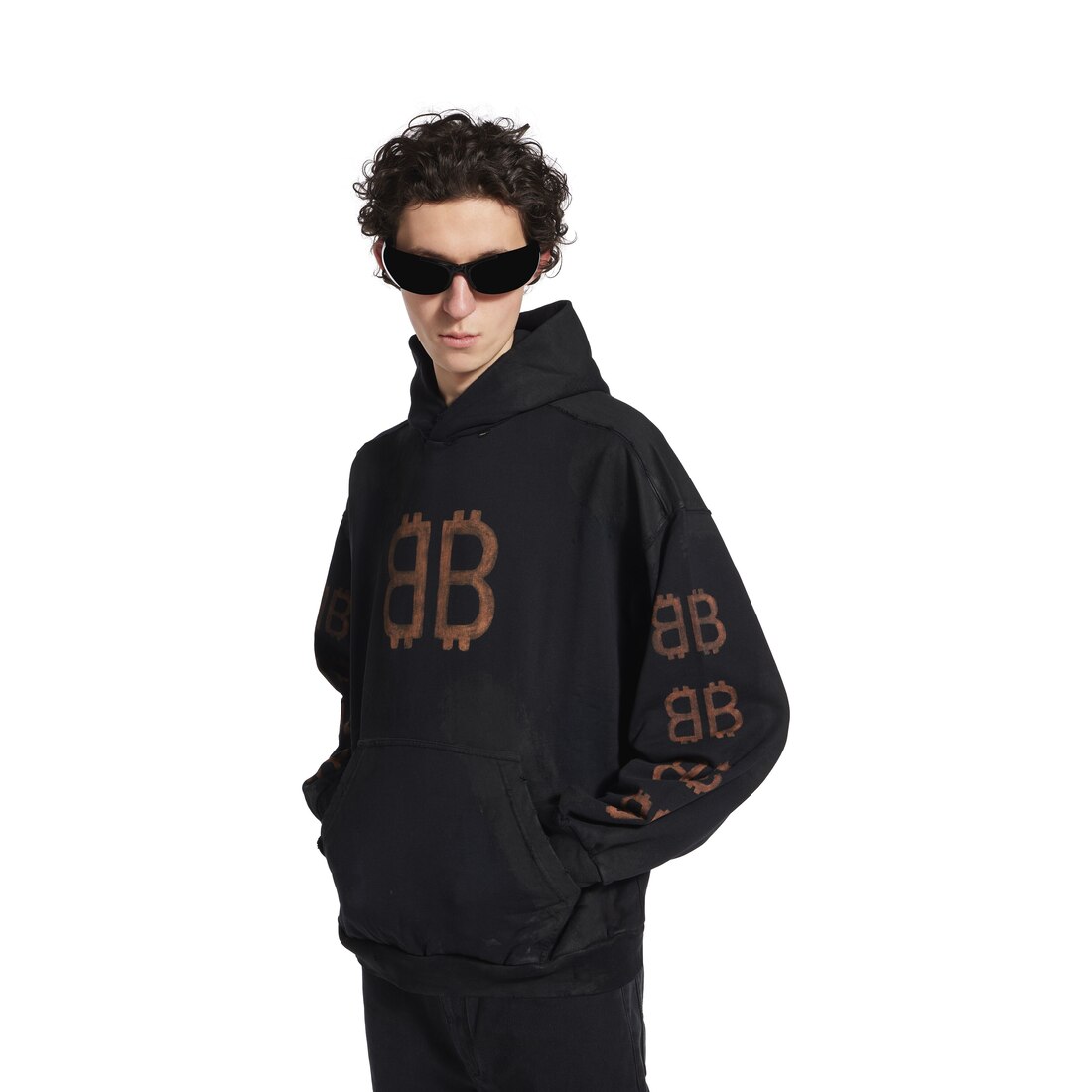 Crypto Hoodie ミディアムフィット で 杢ブラック | Balenciaga JP