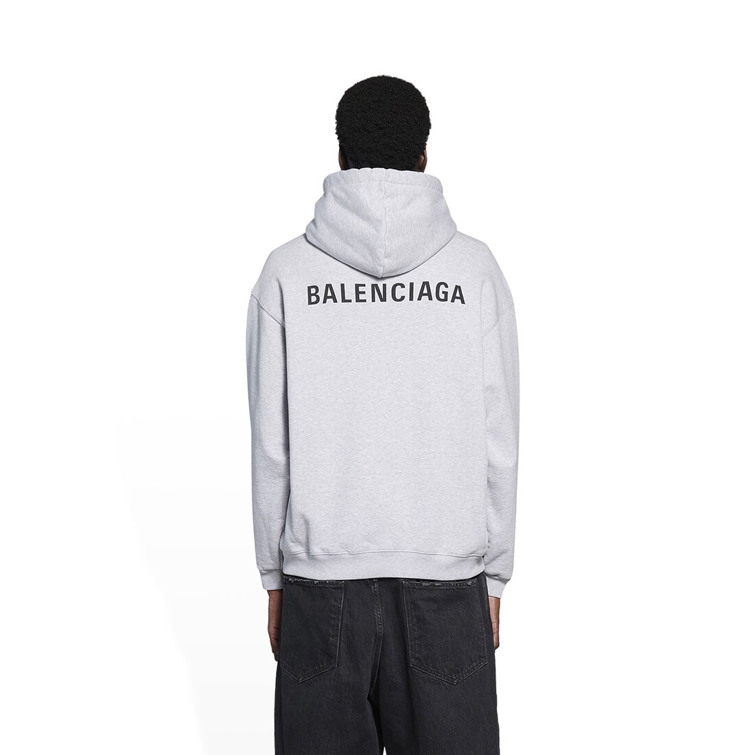Men S Logo Medium Fit Hoodie In Grey Black Balenciaga Us Men S Logo Medium Fit Hoodie In Grey Black Balenciaga Us