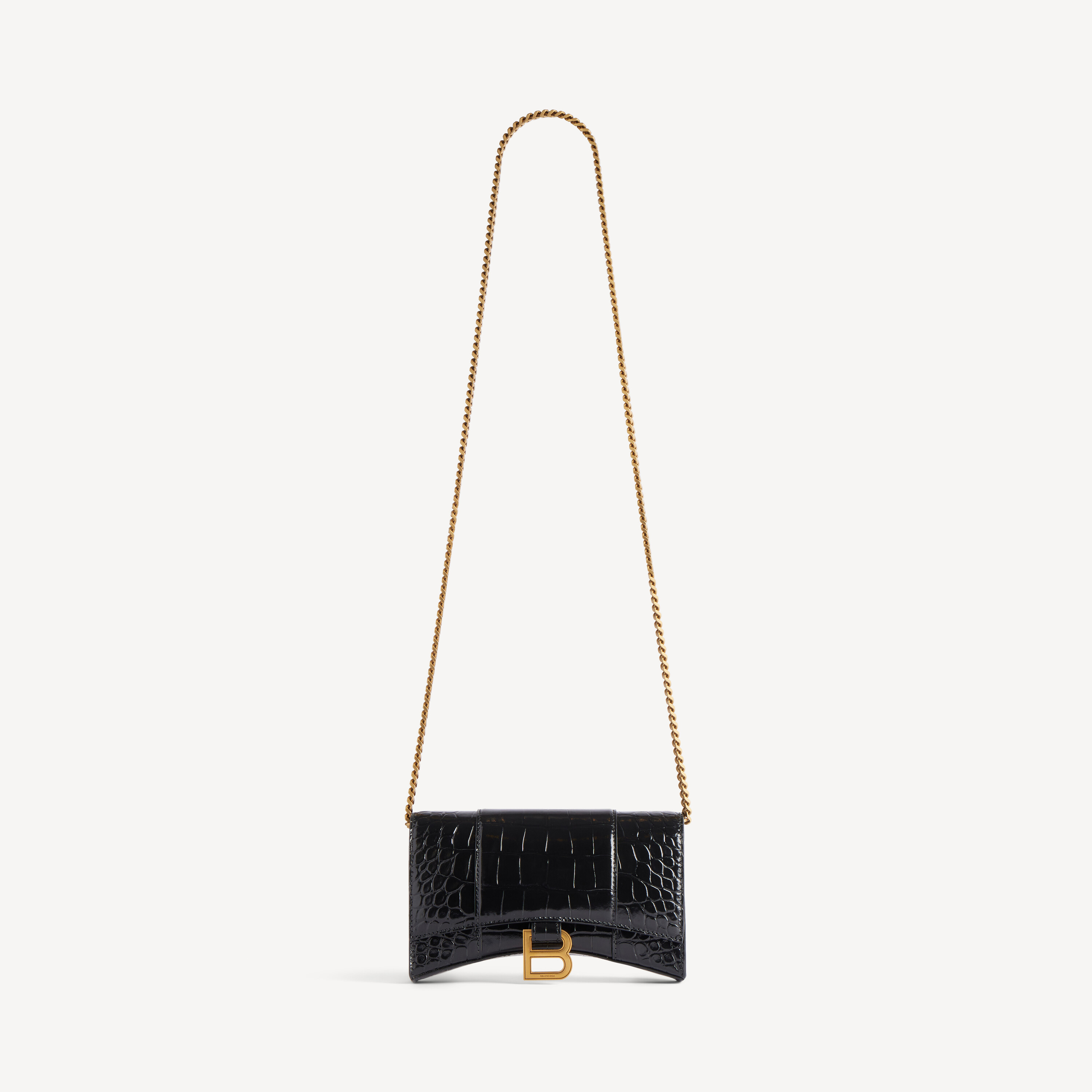 Women's Hourglass Wallet On Chain in Black