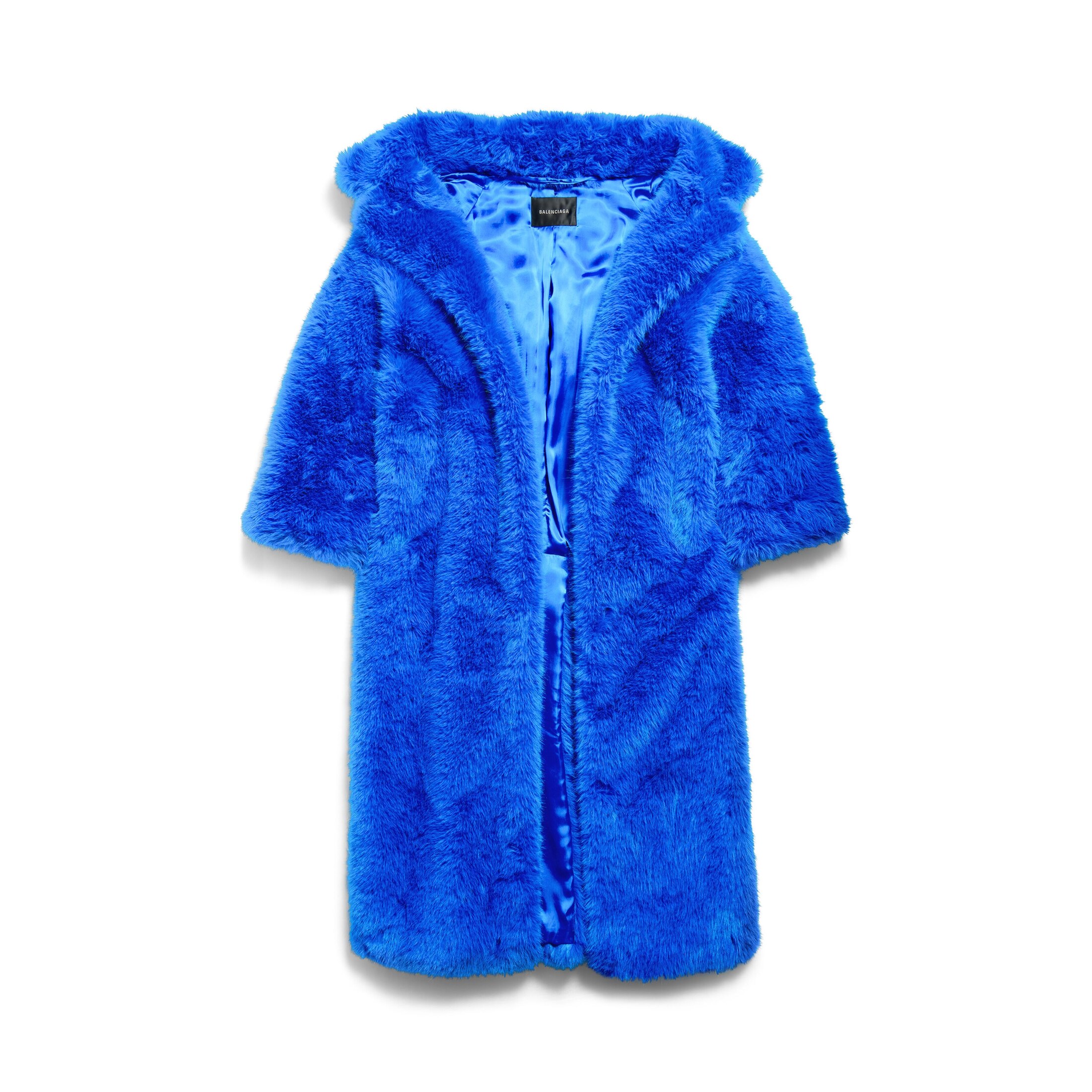 Balenciaga Off Shoulder Coat - Blue - Woman - 40 - Polyester