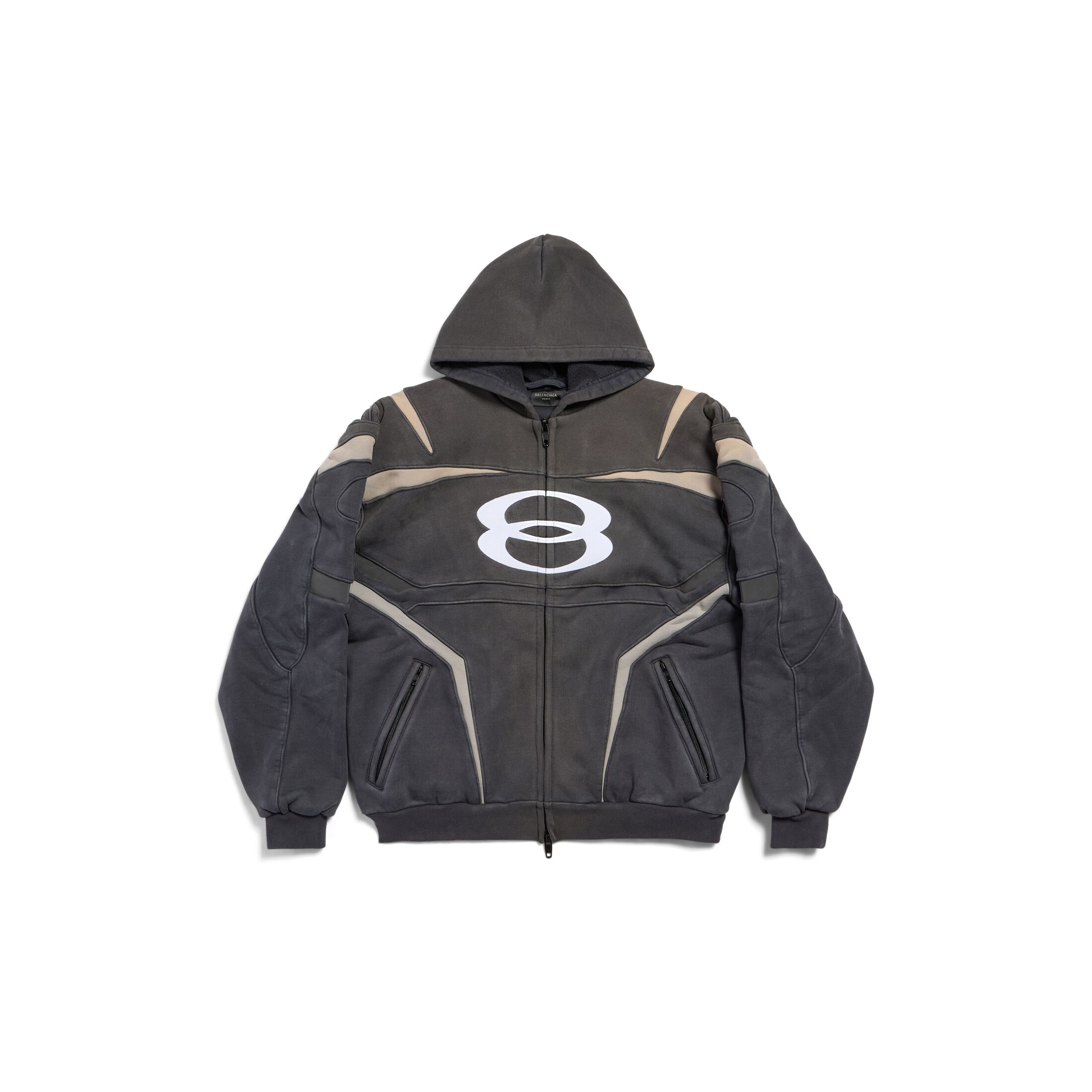 Balenciaga Unity Sports Icon Biker Zip-Up Hoodie Oversized - Black - Man - 3 - Cotton & Elastane