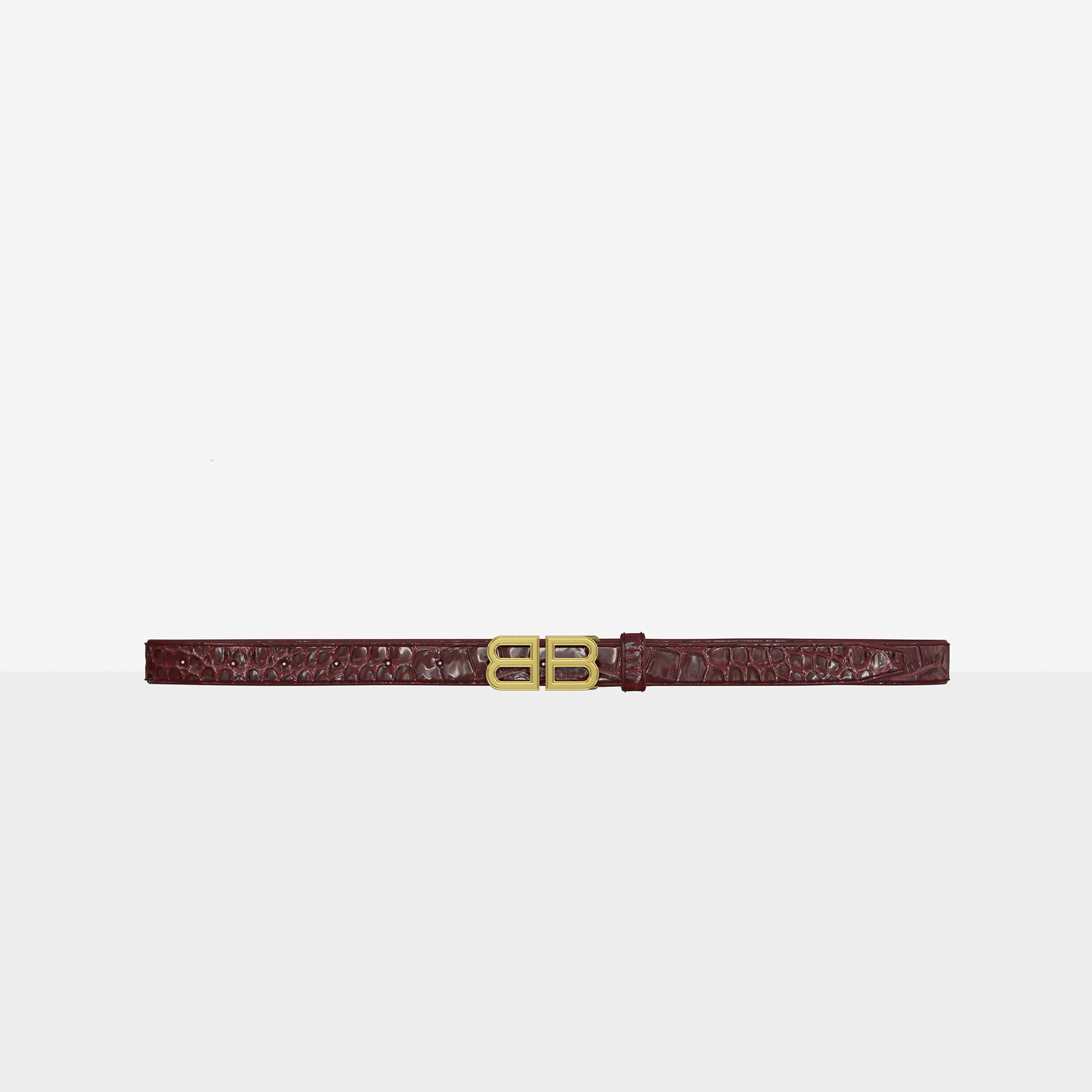 【関税&送料込】Balenciaga Bb Hourglass Belt Bb hourglass thin belt in shiny crocodile embossed calfskin
