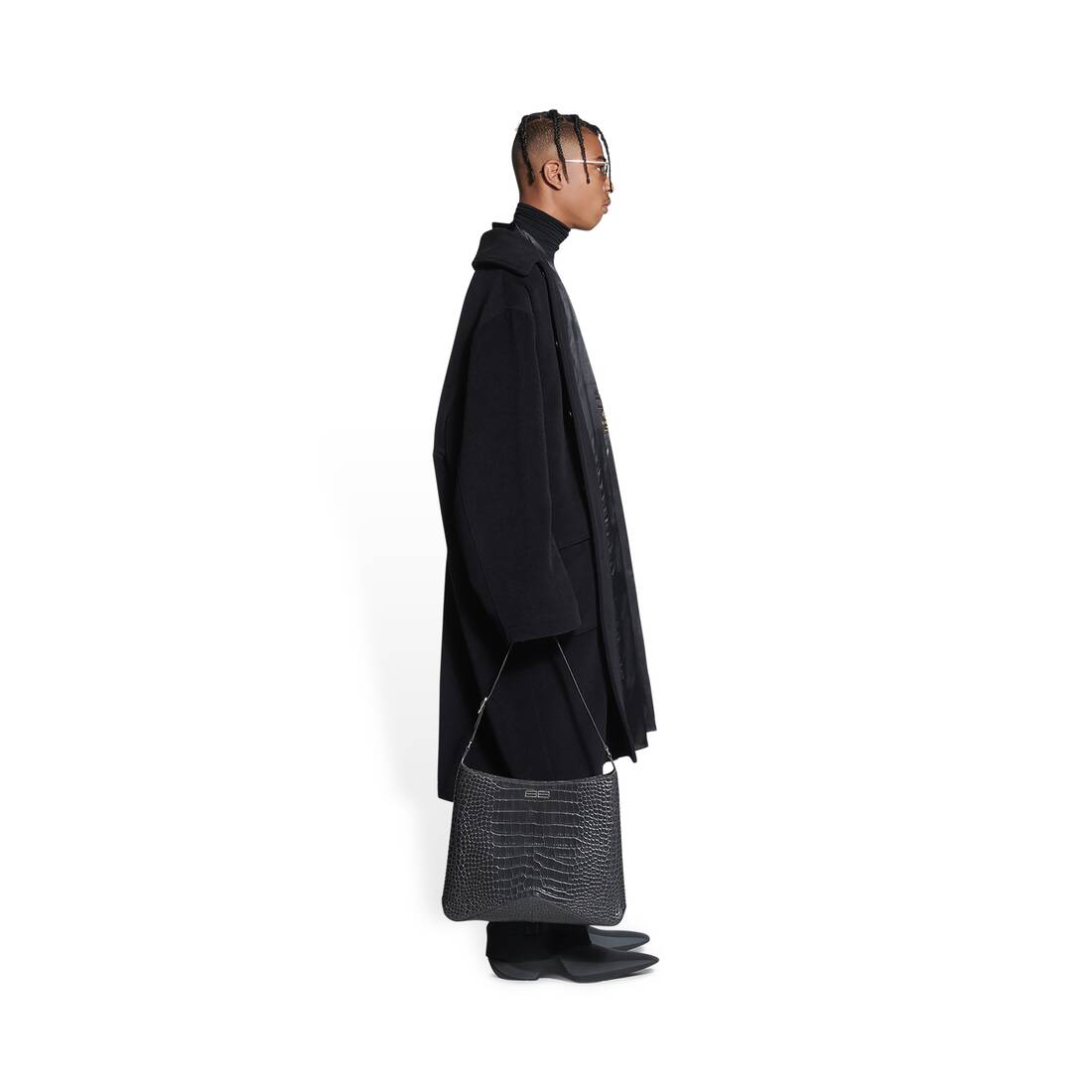 Men's Deconstructed Carcoat in Black