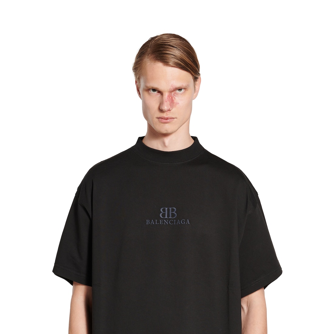 T shirt Cropped Bb Classic Balenciaga Oversize in Nero Balenciaga IT