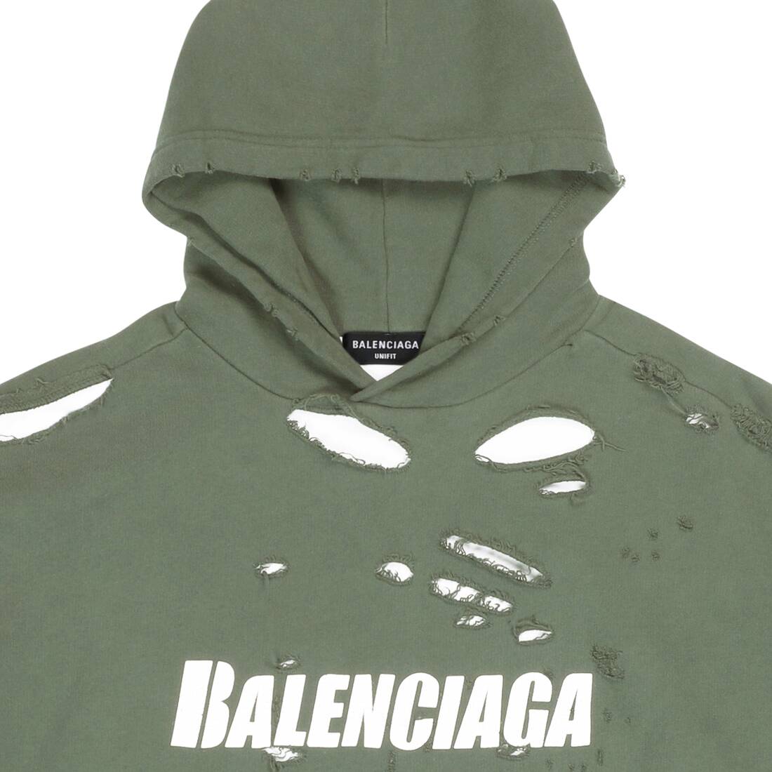 Balenciaga Destroyed Hoodie in Green-