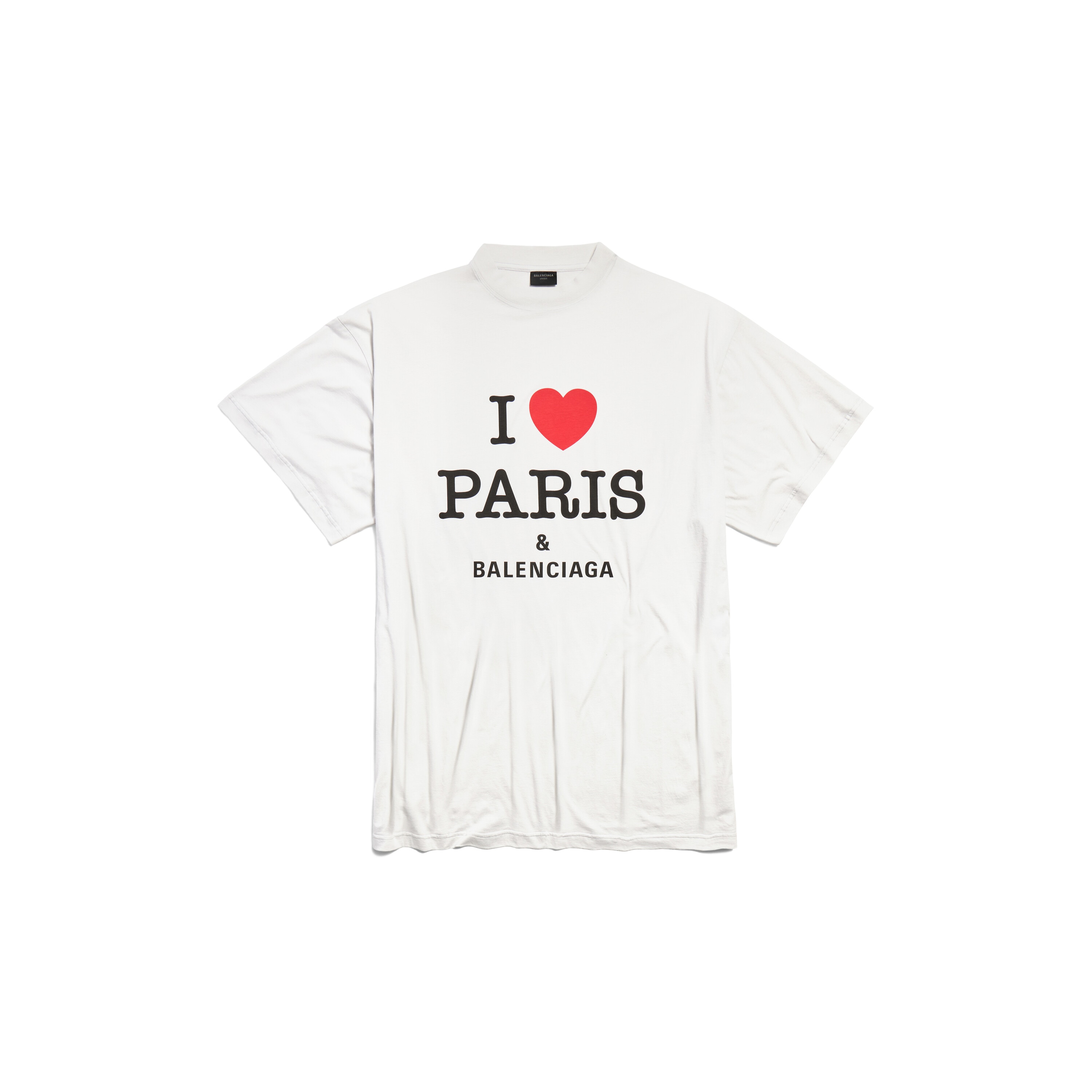 I Love Paris & Balenciaga T-shirt Oversized in White | Balenciaga US