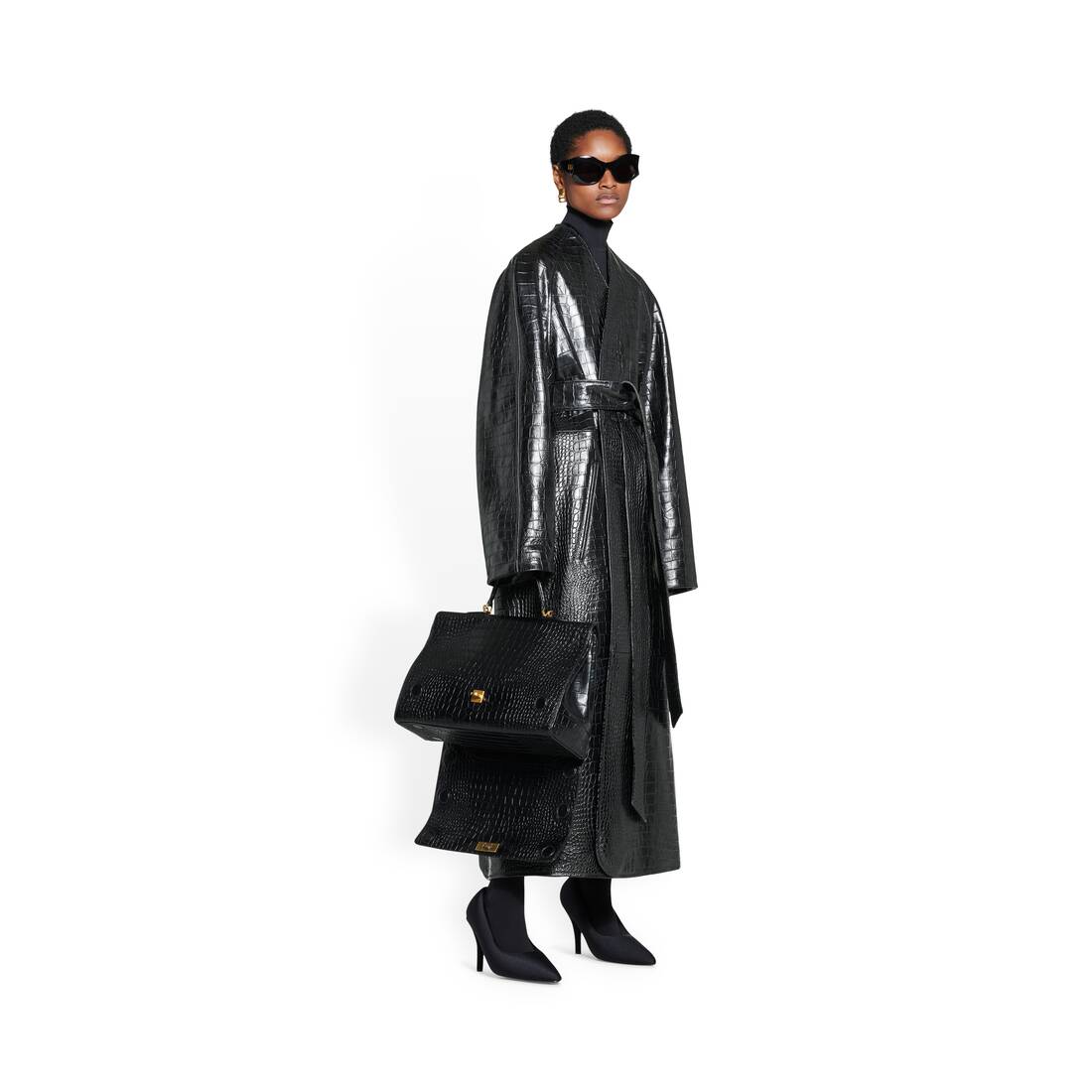 Balenciaga Hourglass Coat in Black Hairy Wool FR34  eBay