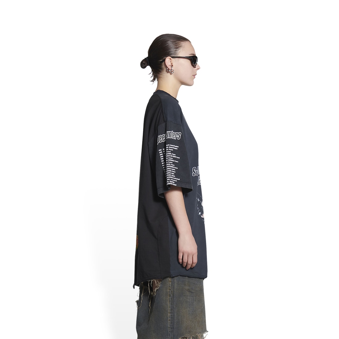 Women's Upside Down T-shirt Oversized in Black