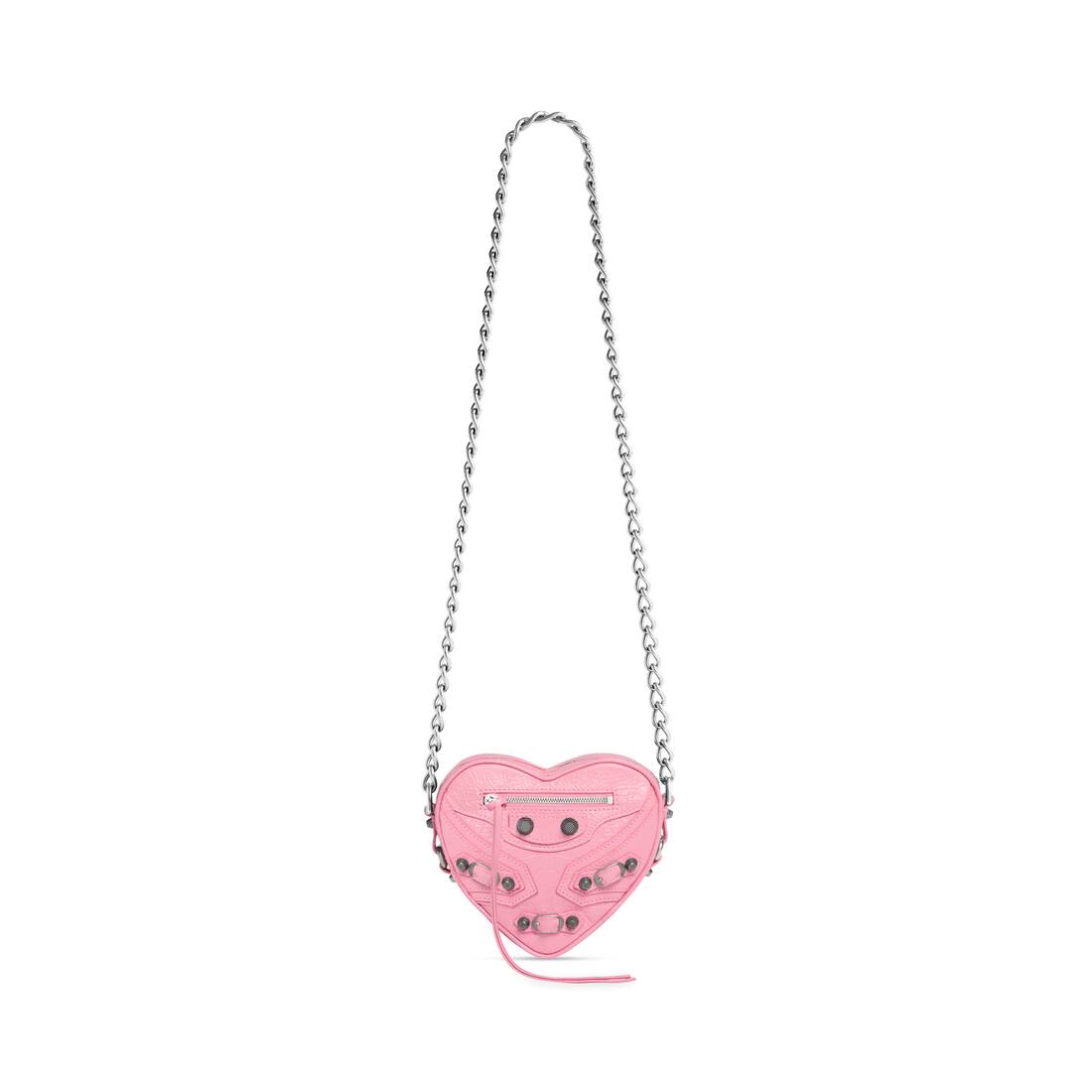 Balenciaga Mini Le Cagole Leather Heart Crossbody Bag Sweet Pink