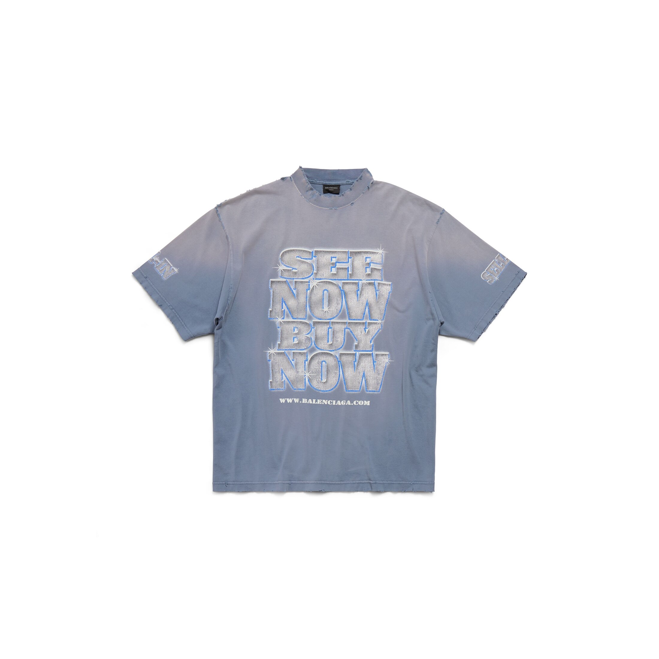 Balenciaga SNBN T-Shirt Large Fit - Blue - Unisex - - Cotton