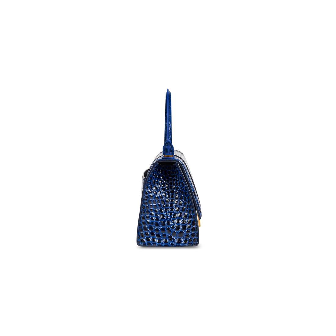 Luxury bag - Small Hourglass Graphity navy blue bag in crocodile-effect  leather
