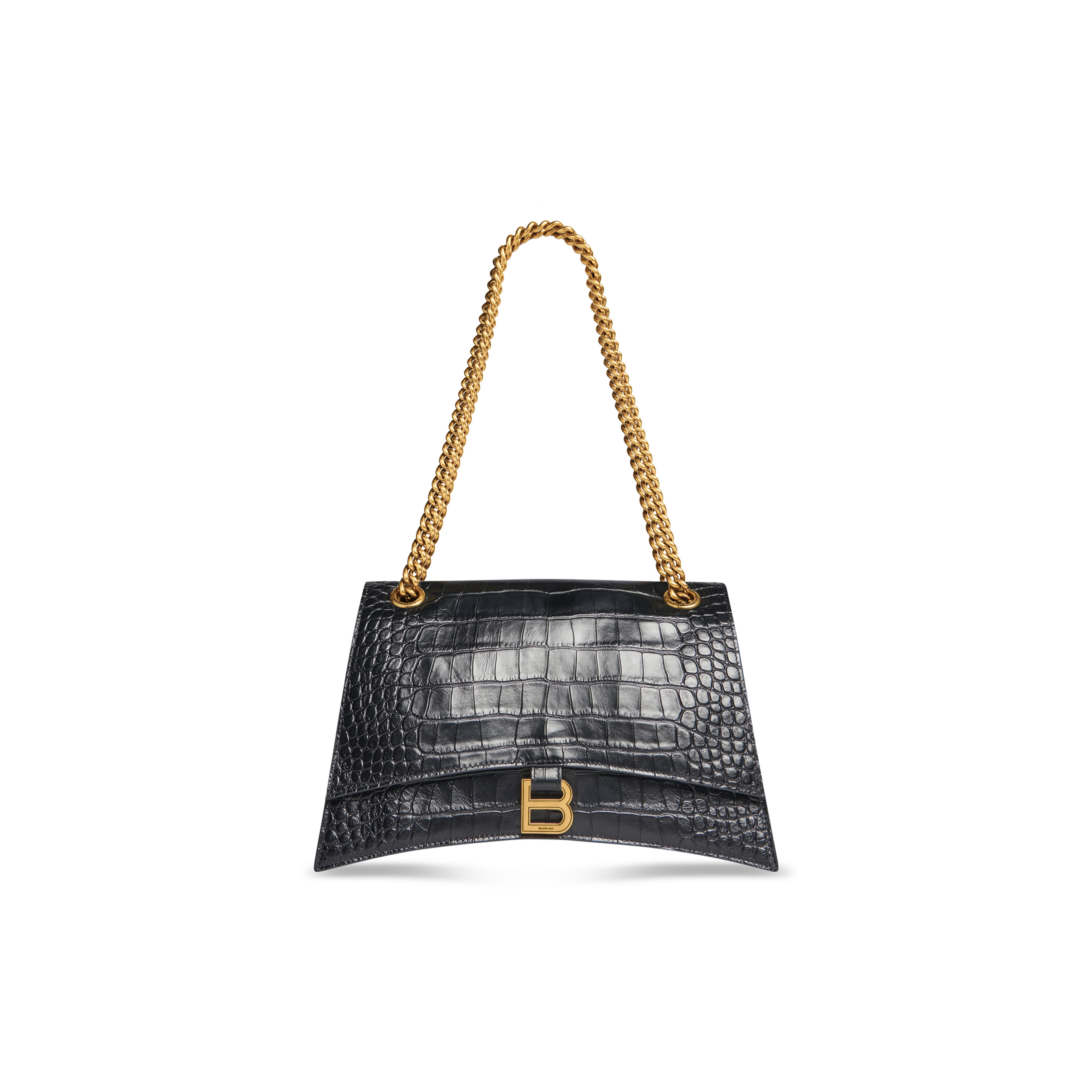 B May Bags - Black Croc Embossed Leather Classic Shopper