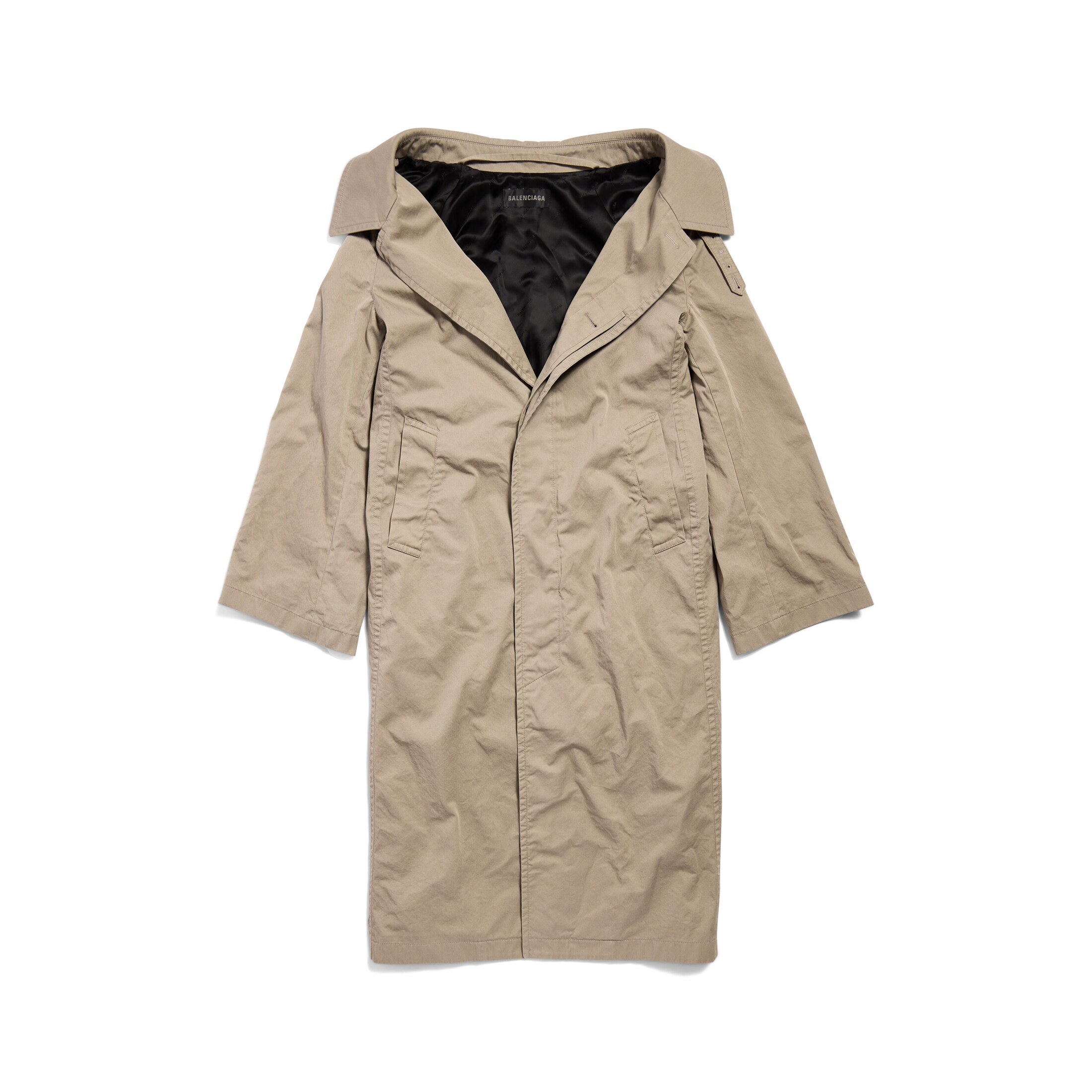 Balenciaga Off Shoulder Carcoat - Beige - Woman - 40 - Cotton