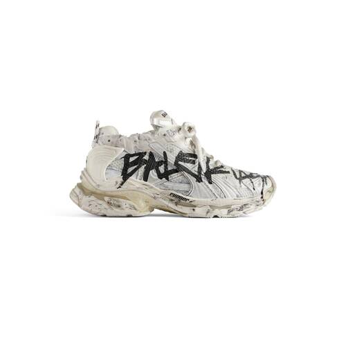 Men's Runner Graffiti Sneaker in White | Balenciaga US