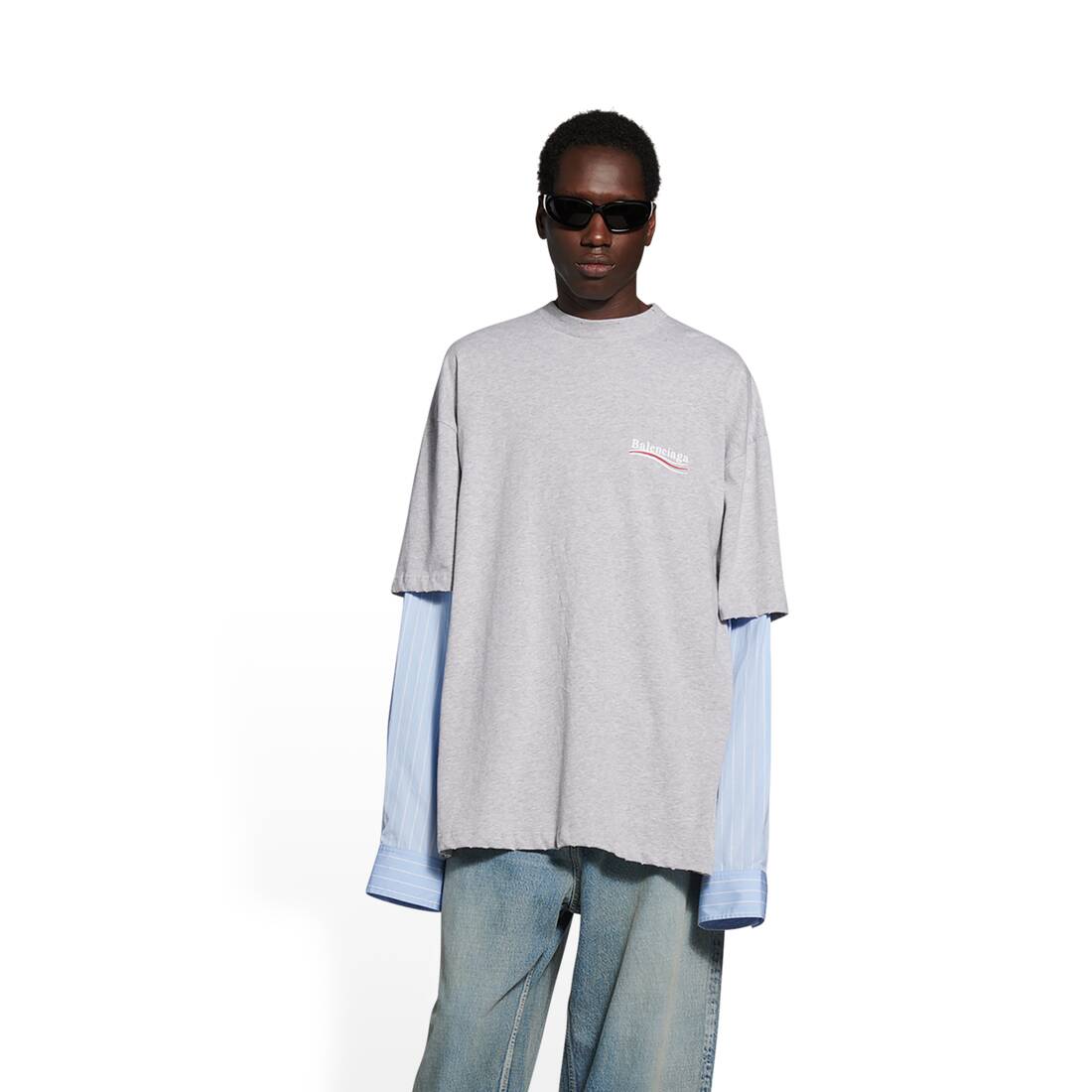 Political Campaign Layered T-shirt in Grey