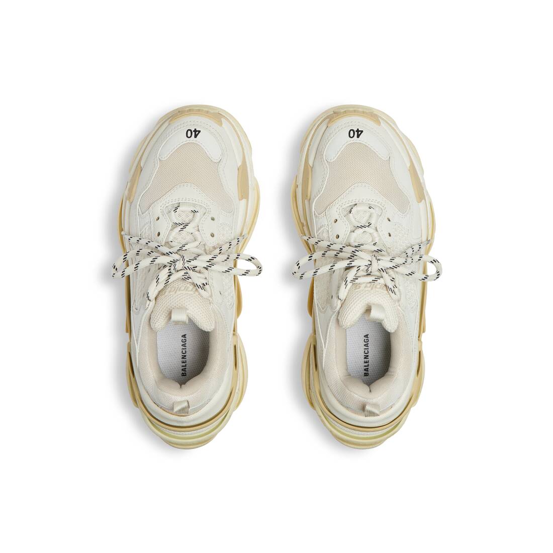 Balenciaga Triple S 60mm Nylon & Leather Sneakers White Beige