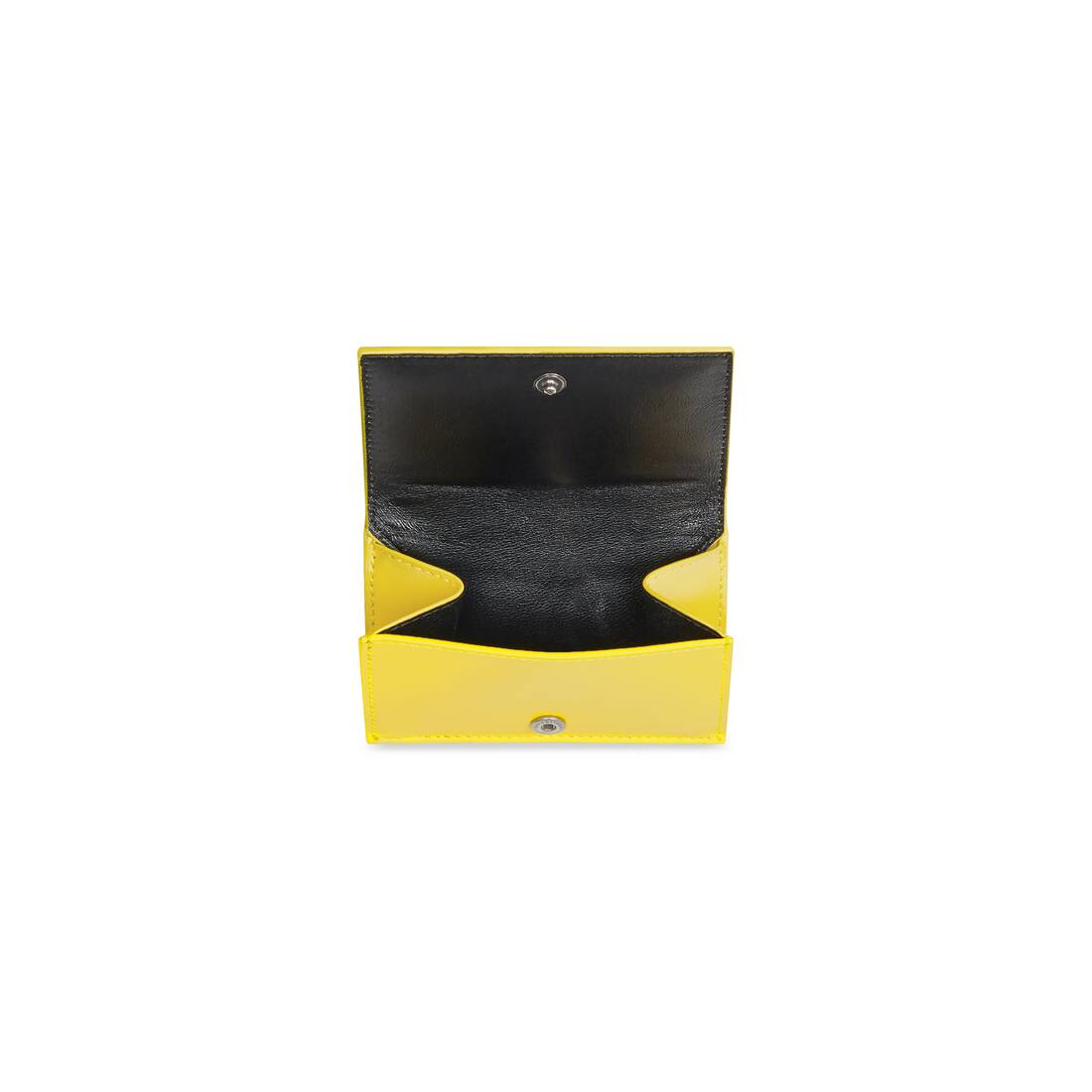 Men's Essential Mini Wallet In Shiny Box Calfskin With Contrasted Lining in  Yellow
