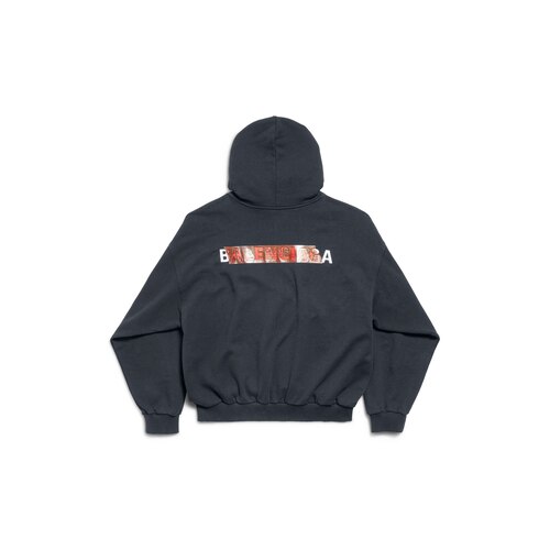 taped balenciaga back hoodie中号版型连帽卫衣