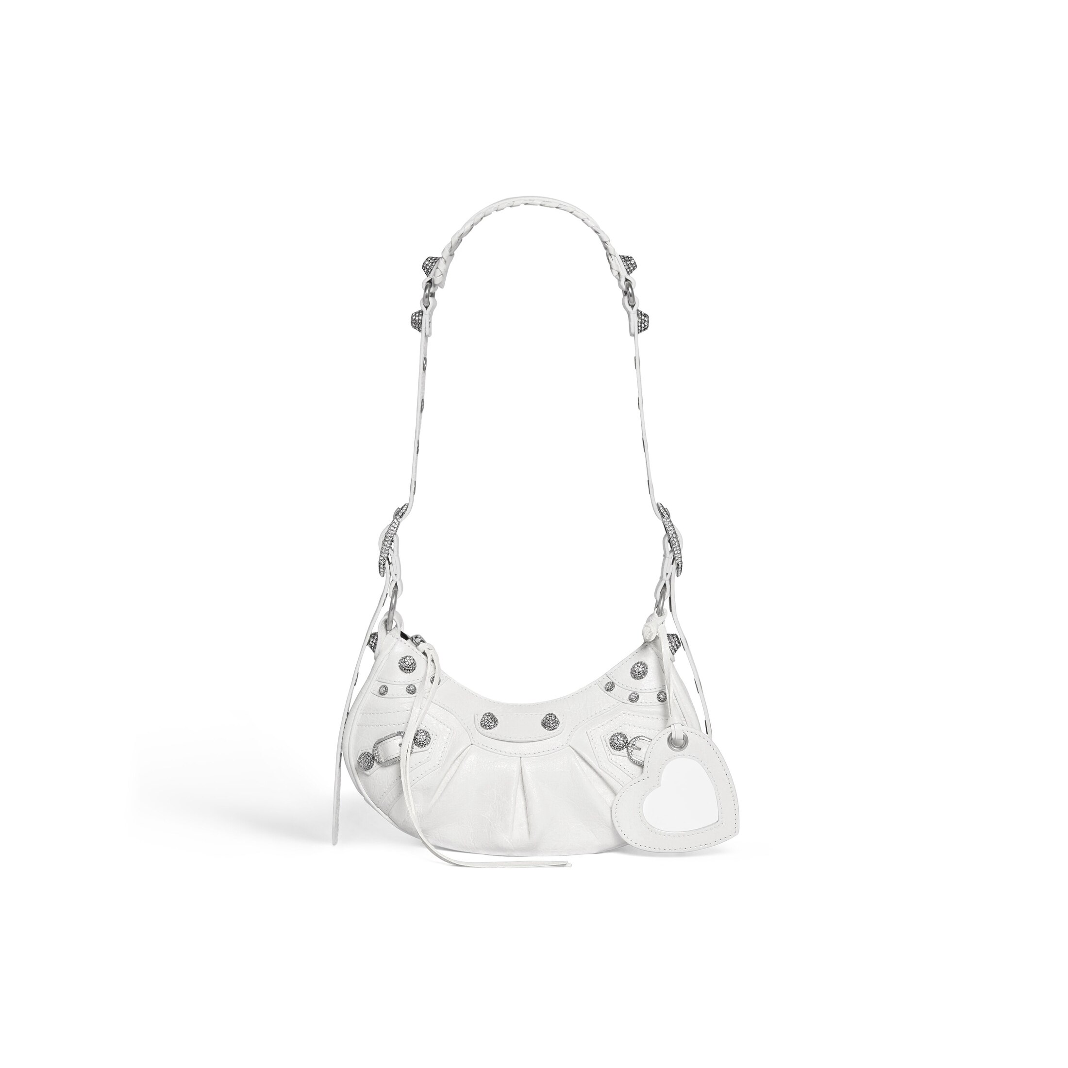 Balenciaga Le Cagole XS Shoulder Bag With Rhinestones - White - Woman - Lambskin