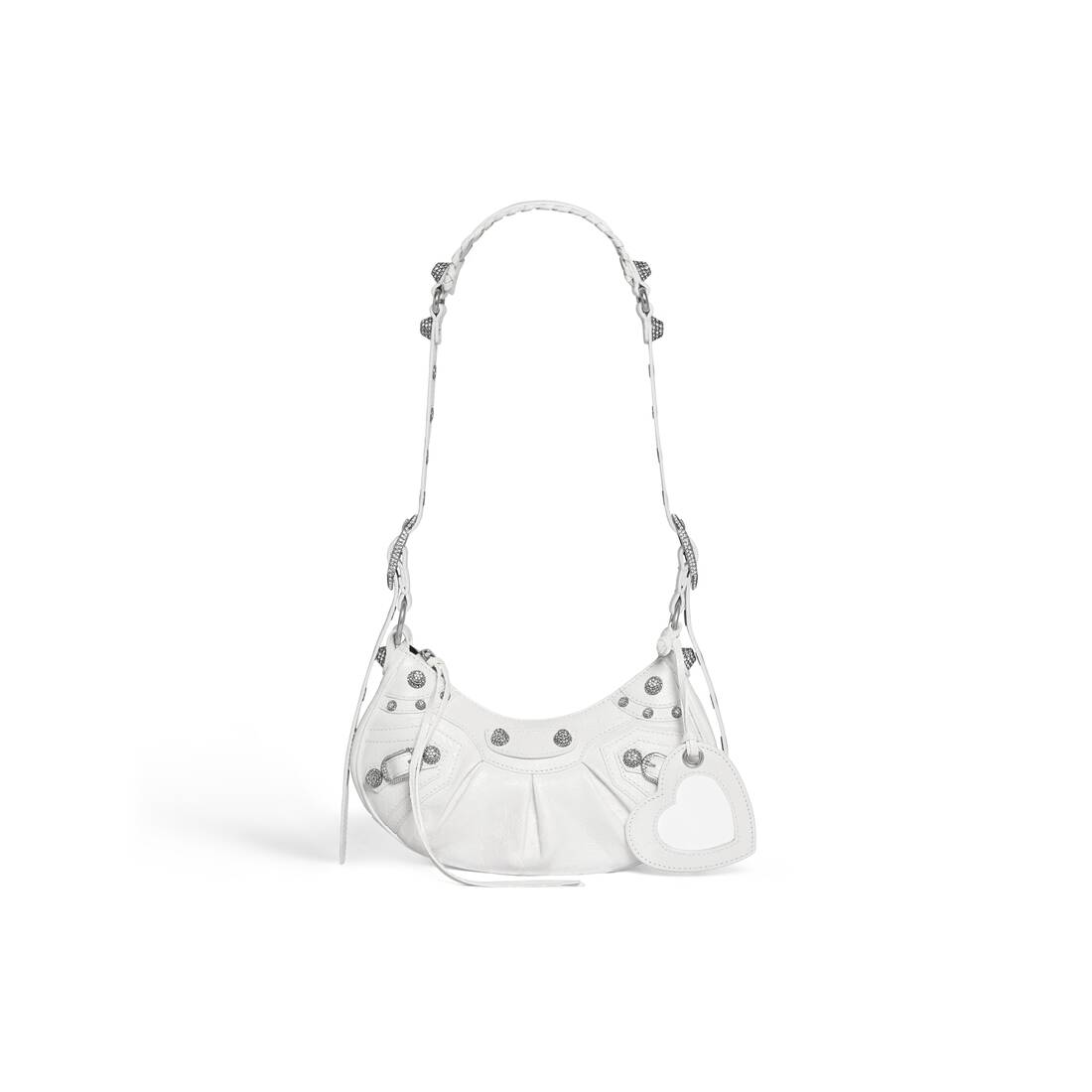 Women's Le Cagole Xs Shoulder Bag With Rhinestones in White | Balenciaga US
