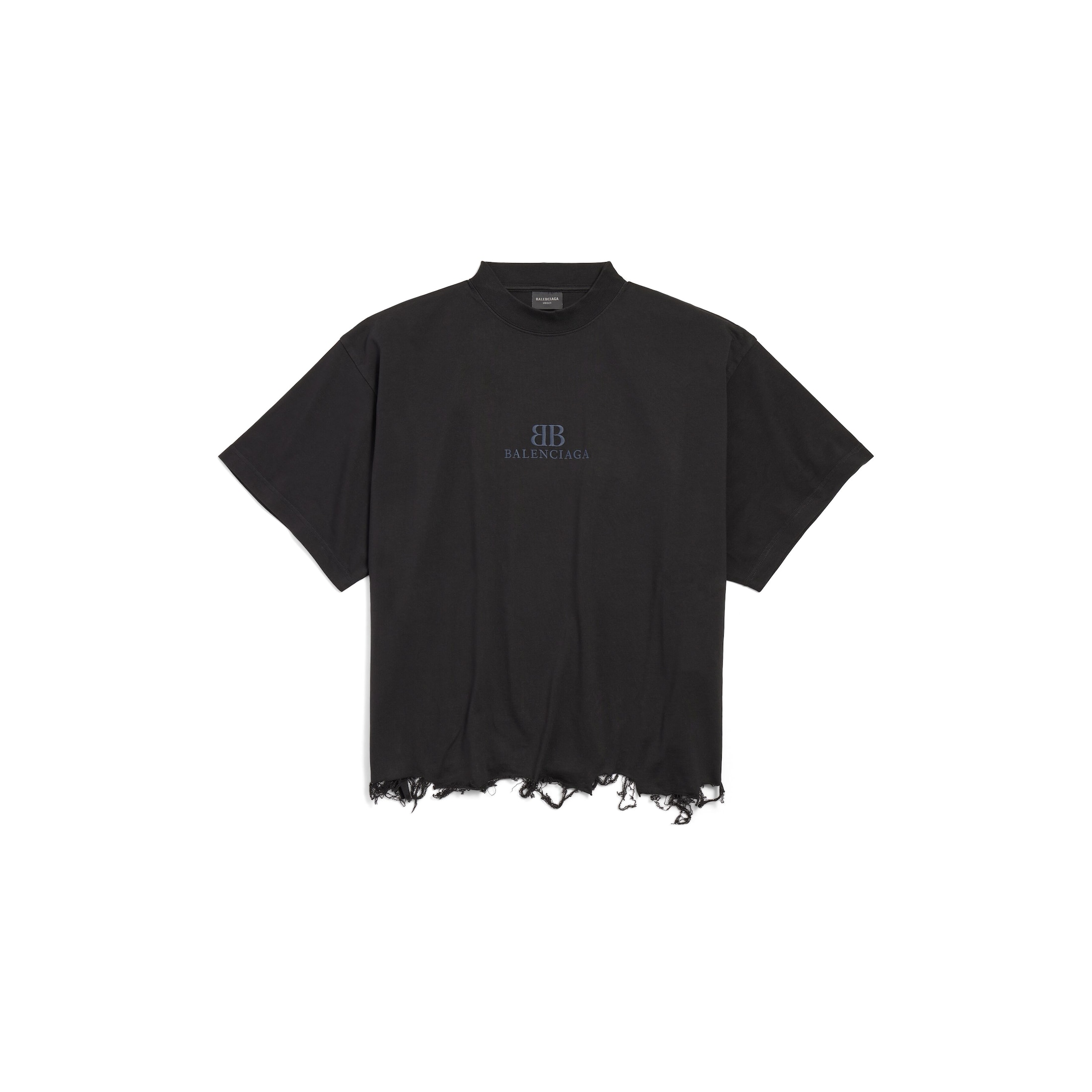 BB Classic Balenciaga Cropped T-Shirt Oversized - Black - Unisex - 5 - Cotton