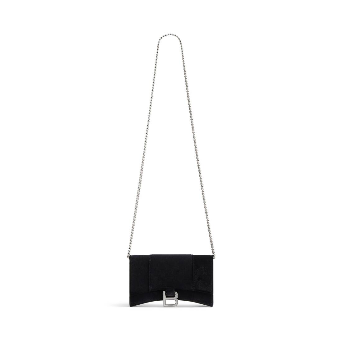 Balenciaga Women's Hourglass Leather Wallet-On-Chain Black