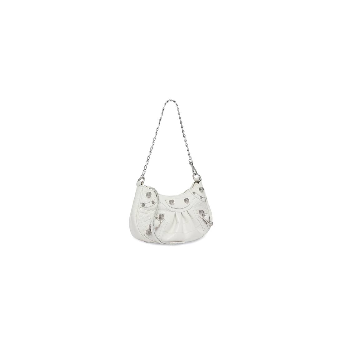 Women's Le Cagole Mini Bag With Chain Crocodile Embossed in White ...