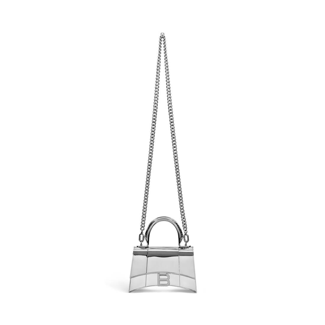 Silver Hourglass XS snakeskin-print sequinned bag, Balenciaga