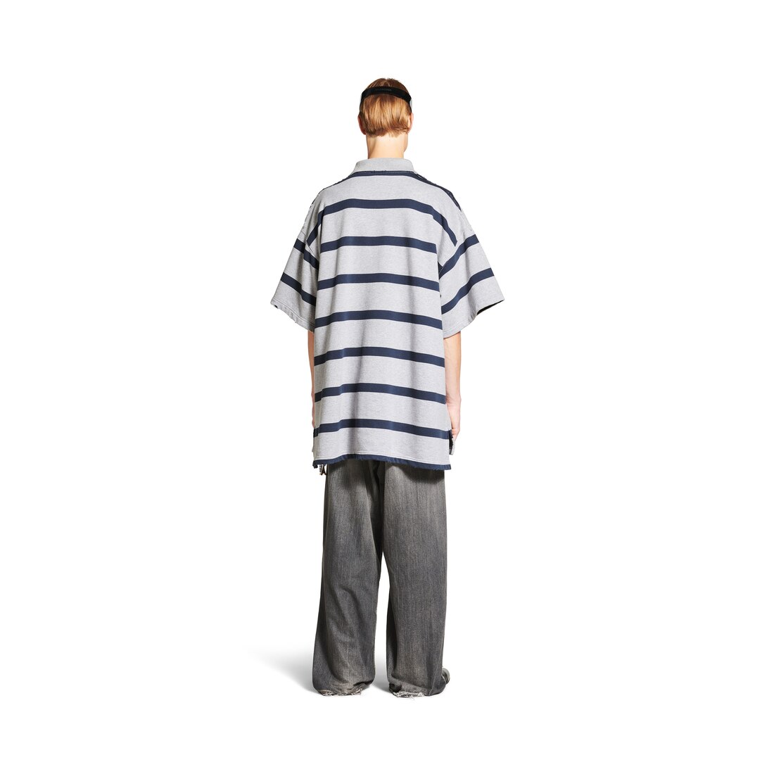 Men's Laurel Classic Oversized Polo in Grey/navy