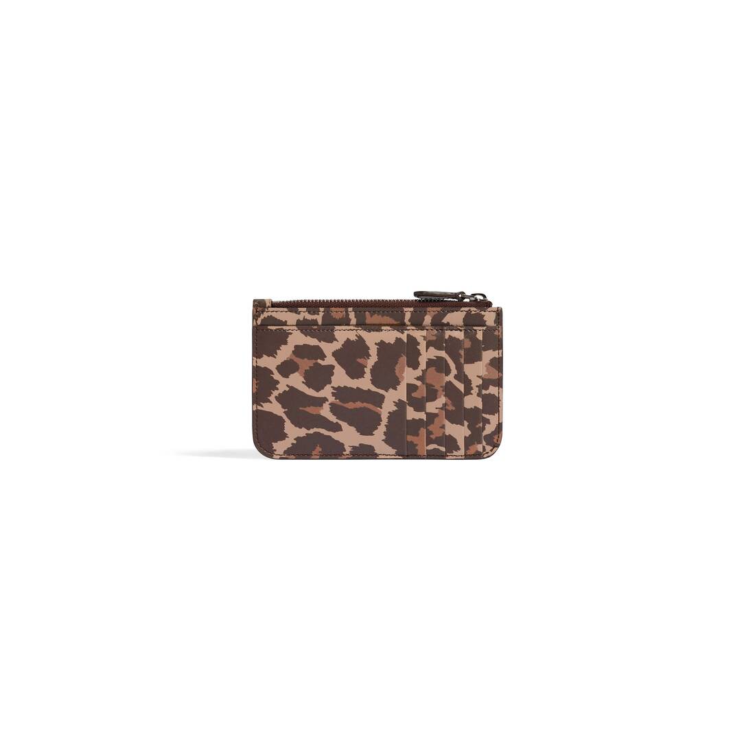 Women's Cash Large Long Coin And Card Holder With Leopard Print in Beige