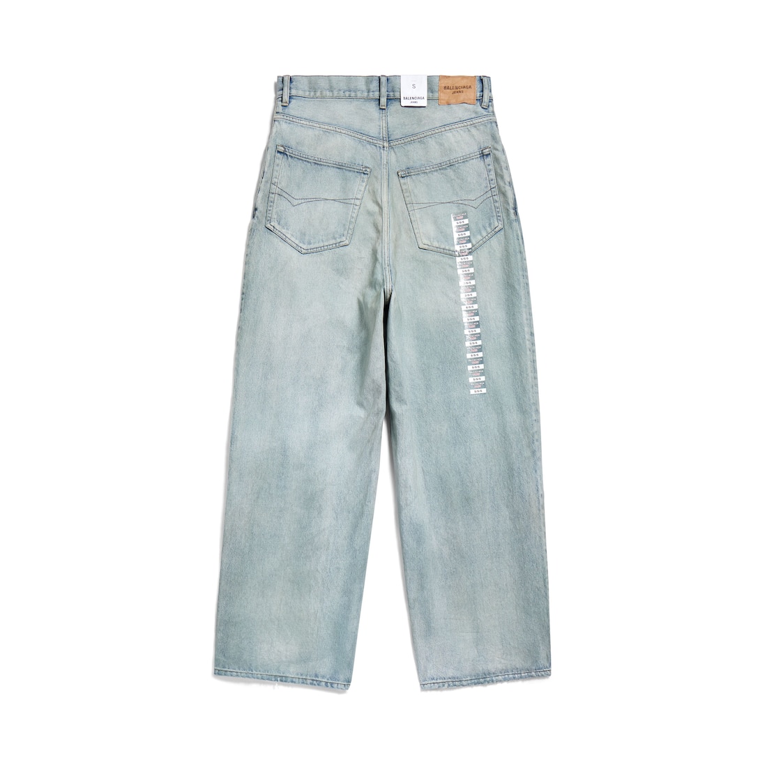 Denim Size Sticker Baggy Pants in Blue