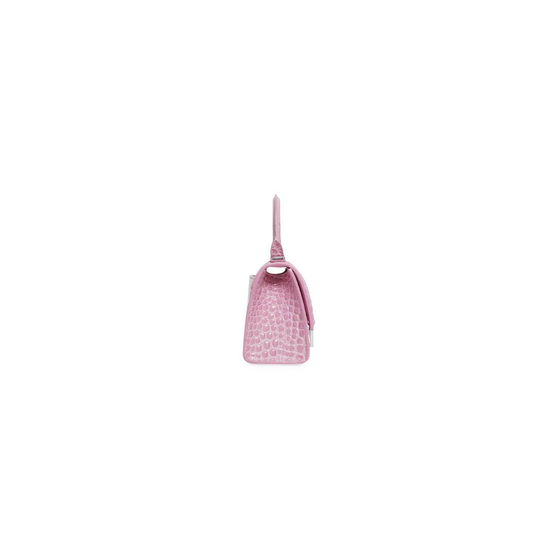 Women's Hourglass Xs Handbag Crocodile Embossed in Light Pink 