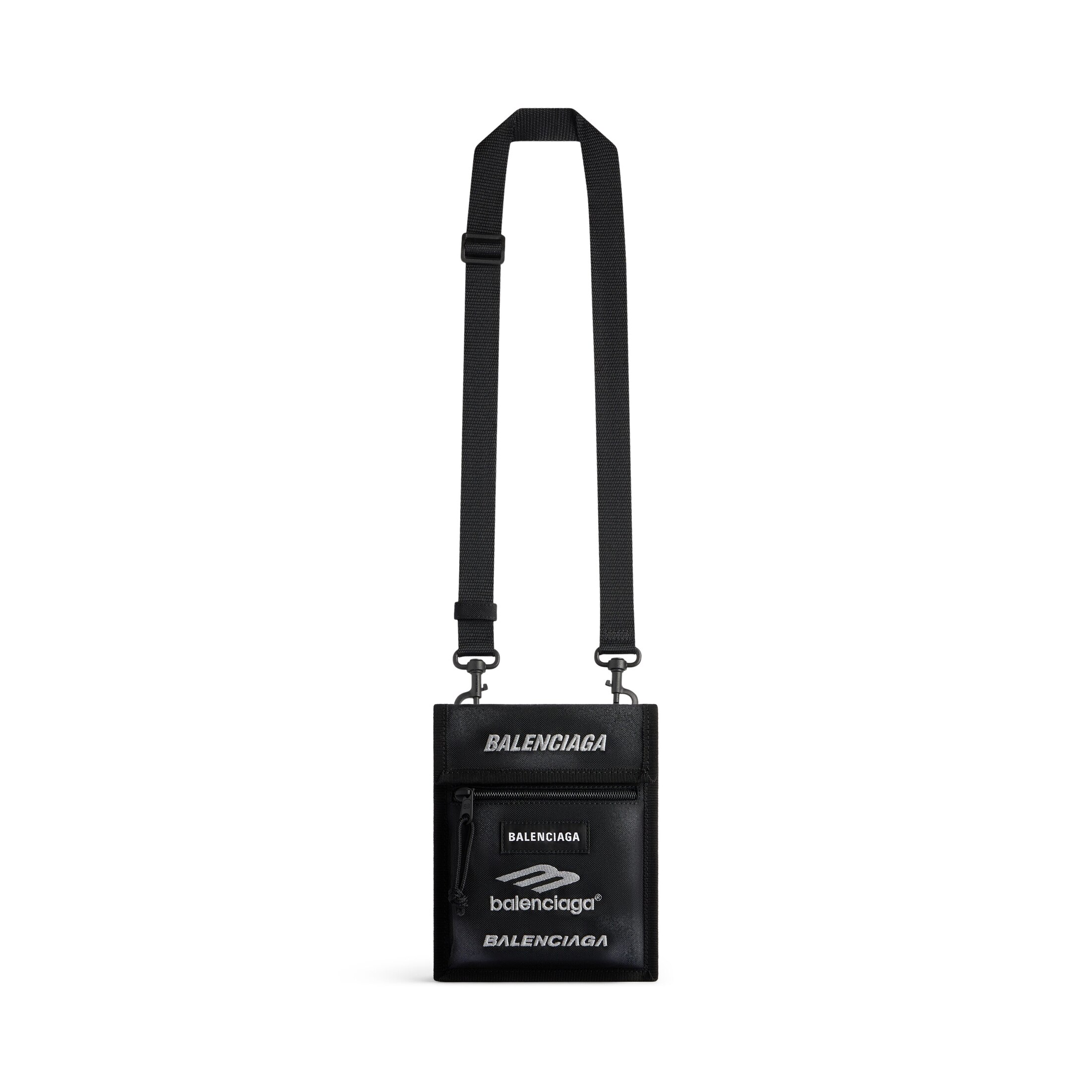 Balenciaga Explorer Small Pouch With Strap - Black - Man - Polyamide