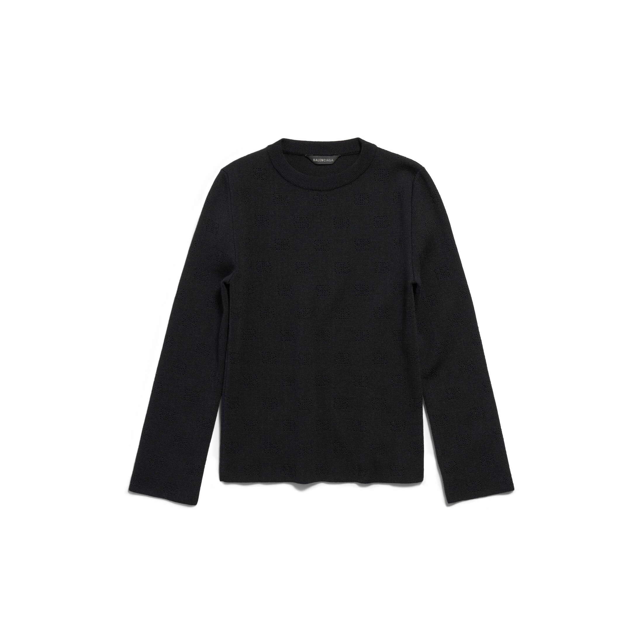 Balenciaga BB Allover Cropped Sweater - Black - - L - Viscose & Polyester