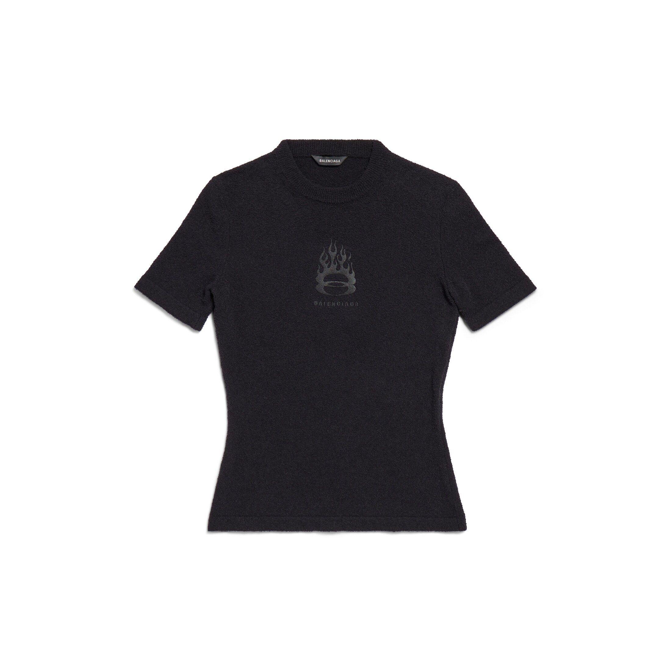 Balenciaga Burning Unity T-Shirt Fitted - Black - Woman - XS - Polyamide & Cotton