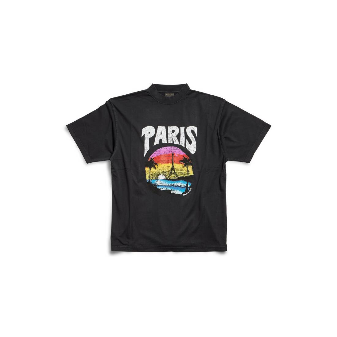 Paris Tropical T-shirt Medium Fit in Black | Balenciaga US