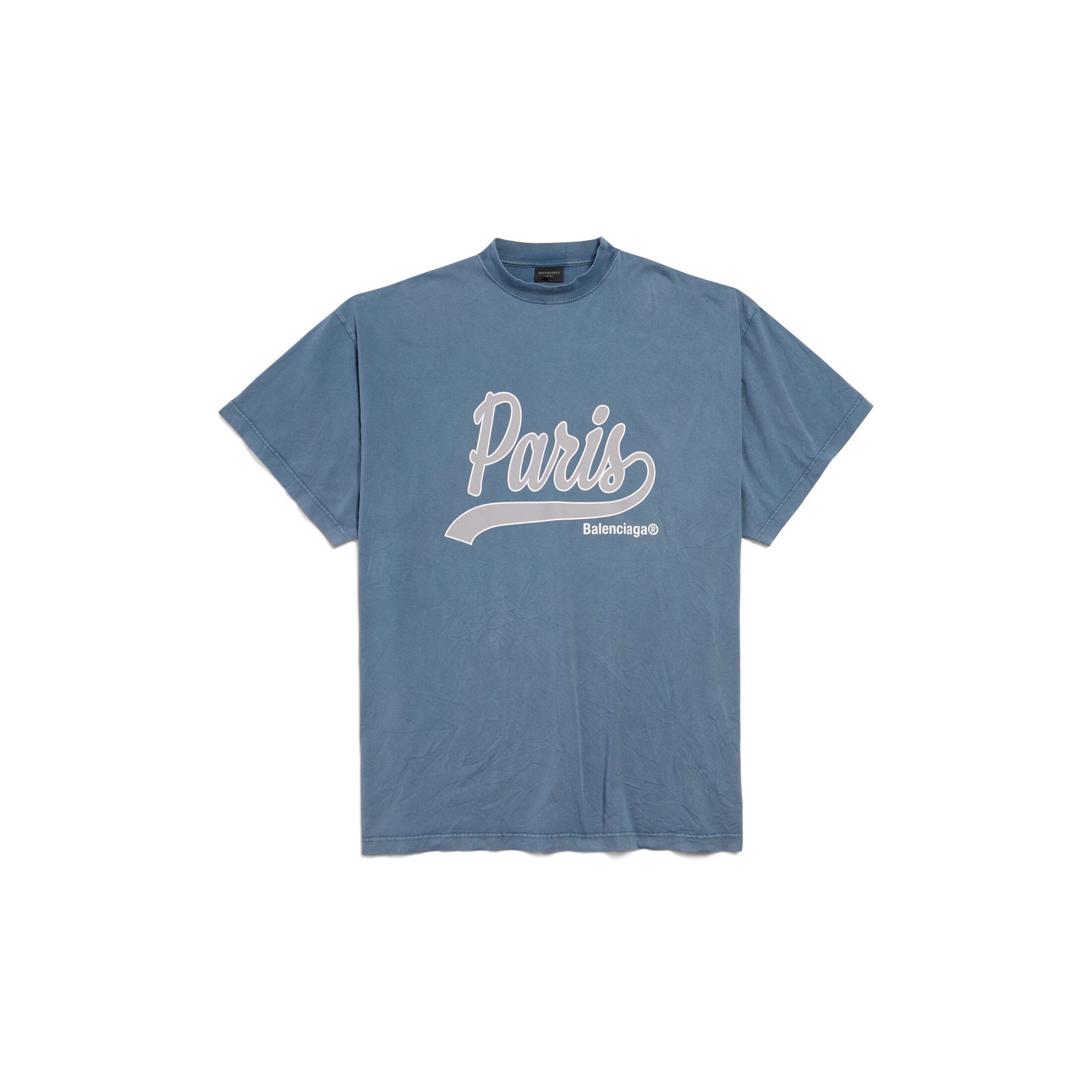 Balenciaga Enjoy Paris T-Shirt Oversized - Blue - Unisex - 2 - Main Fabric: 100% Cotton - Trimming: 97% Cotton, 3% Elastane