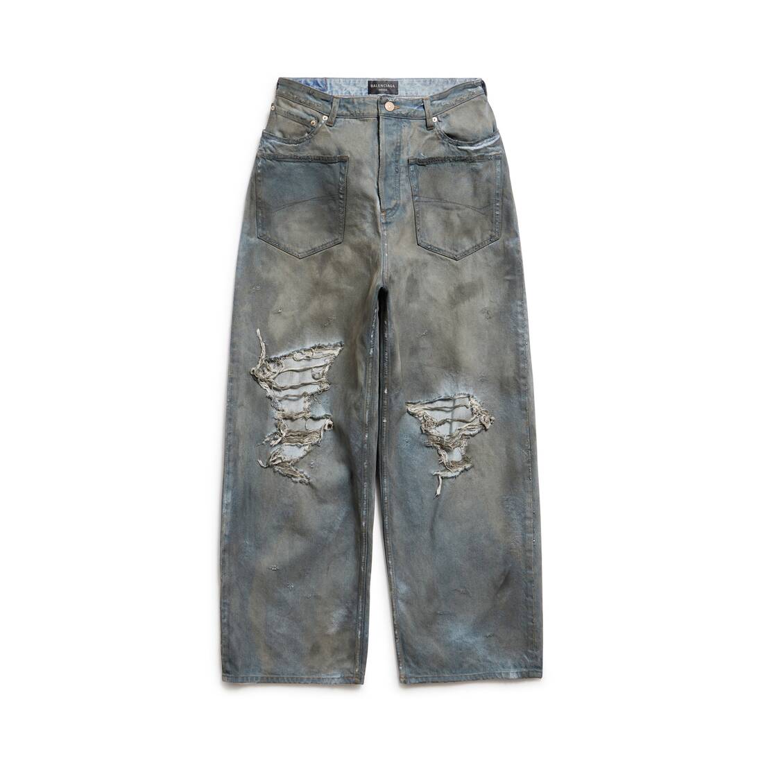 Patched Pockets Baggy Jeans in Blue | Balenciaga US