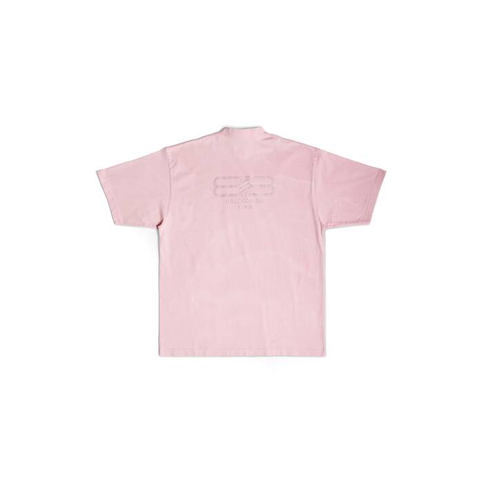 Balenciaga Womens Black Glossy Pink Logo Printed Tshirt Tee