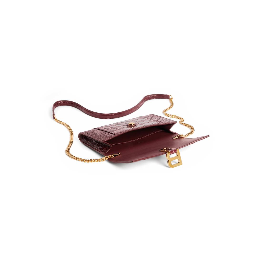 Women's Hourglass Wallet On Chain in Dark Burgundy | Balenciaga United Kingdom EN - Image 4
