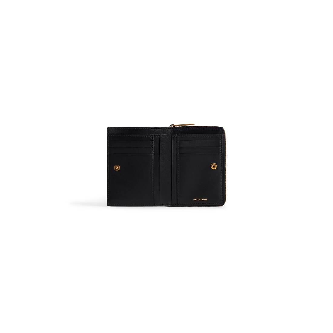 BALENCIAGA 二つ折り財布　ロゴプリント　型押しロゴ　札入れ　ブラック梱包発送