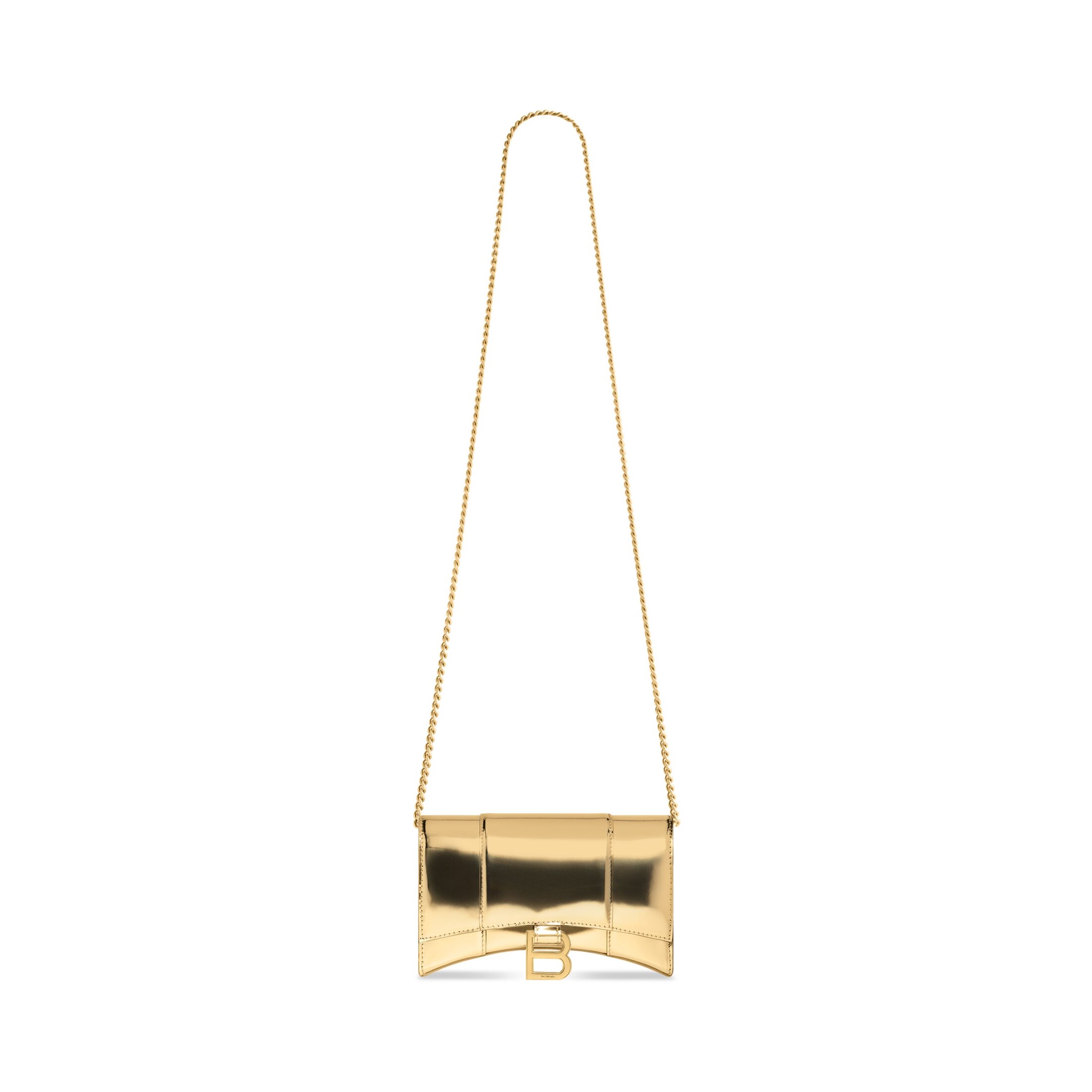 Balenciaga Hourglass Wallet On Chain Mirror Effect - Gold - Woman - Calfskin