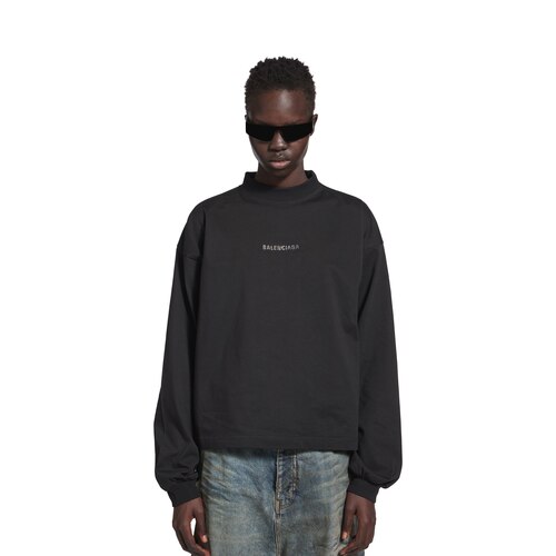 balenciaga back strass cropped long sleeve t-shirt